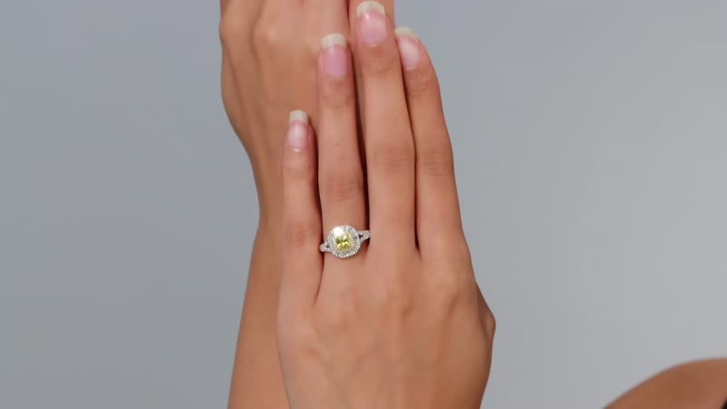 Doorbuster Certified & Appraised Luxoro 14K Yellow Gold AAA Madagascar Yellow Sapphire, White and Yellow Diamond (I2) (0.62 cts) Double Halo Ring (Size 6.0) (Del. in 7-10 Days) 1.31 ctw