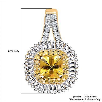  Luxoro AAA Madagascar Yellow Sapphire, I2 White and Yellow Diamond 1.45 ctw Double Halo Pendant without Chain in 14K Yellow Gold
