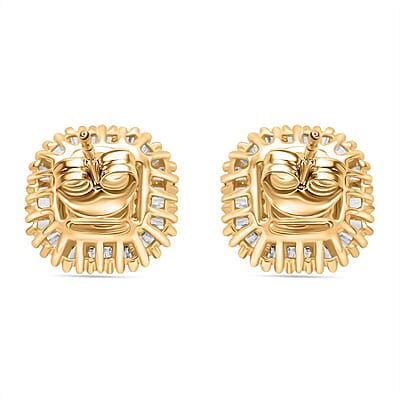 Certified & Appraised Luxoro AAA Madagascar Yellow Sapphire, I2 White and Yellow Diamond 2.75 ctw Double Halo Stud Earrings in 14K Yellow Gold
