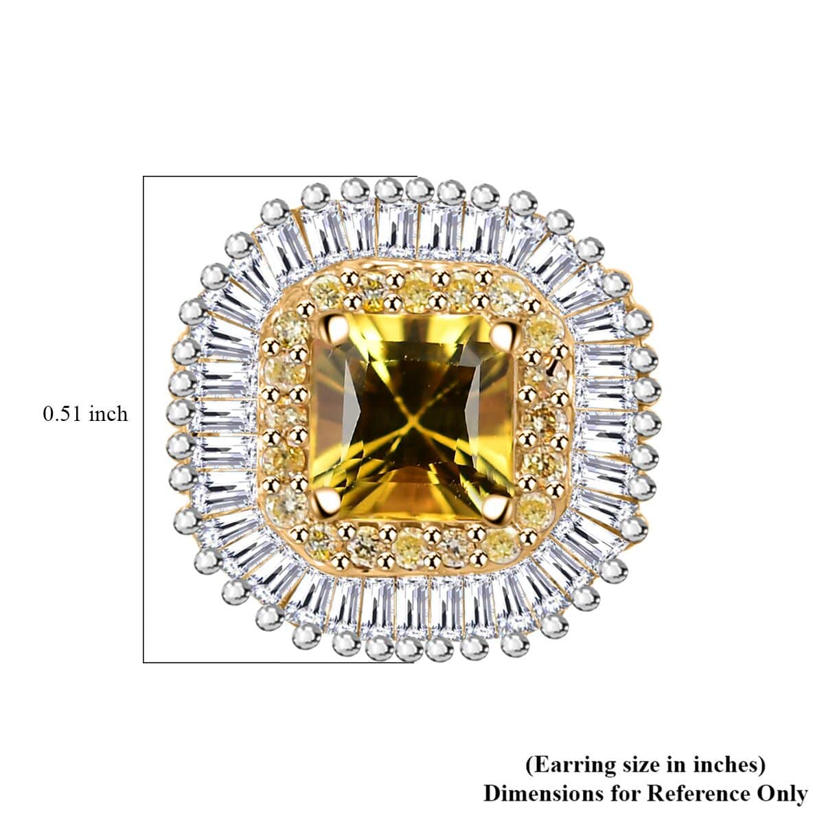 Doorbuster Certified & Appraised Luxoro AAA Pokhraj Yellow Sapphire, I2 White and Yellow Diamond 2.75 ctw Double Halo Stud Earrings in 14K Yellow Gold image number 5