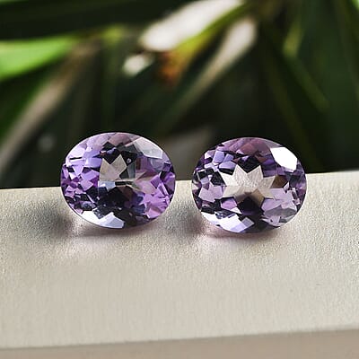 Rose De France Amethyst Set of 2 (Ovl 12x10 mm) 8.64 ctw Loose Gemstone