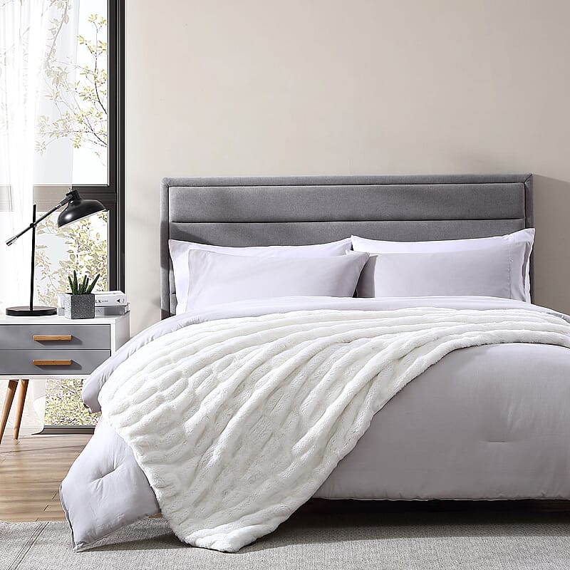 The Nesting Company Juniper Faux Fur Throw - White