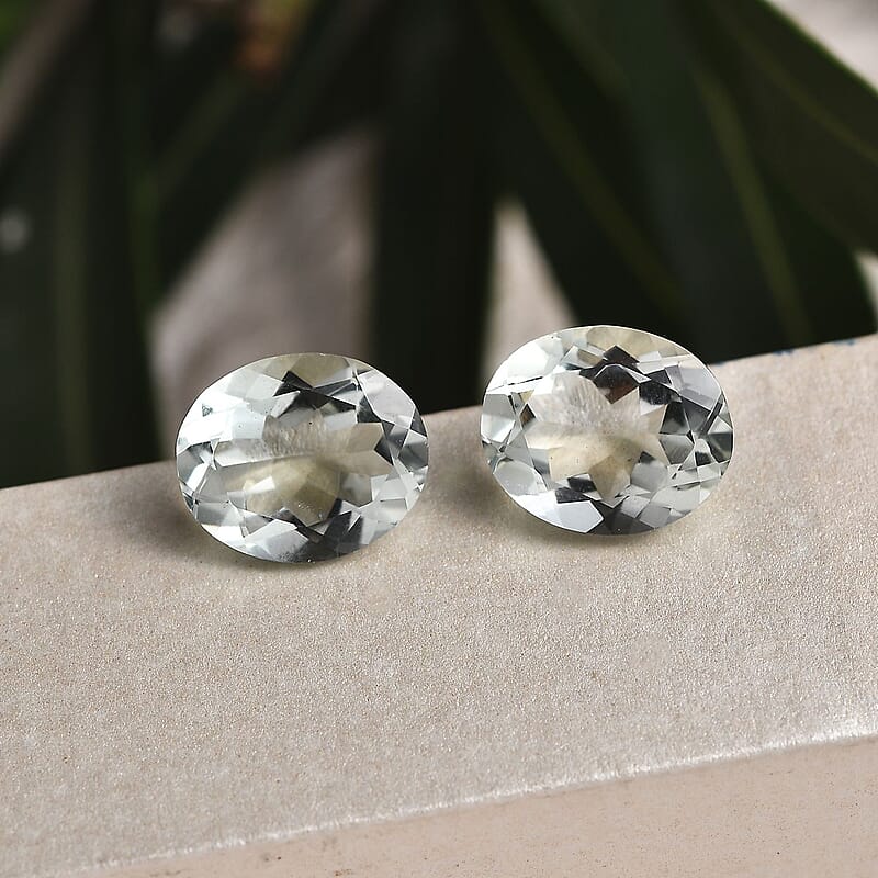 Montezuma Prasiolite Set of 2 (Ovl 12x10 mm) 8.03 ctw Loose Gemstone