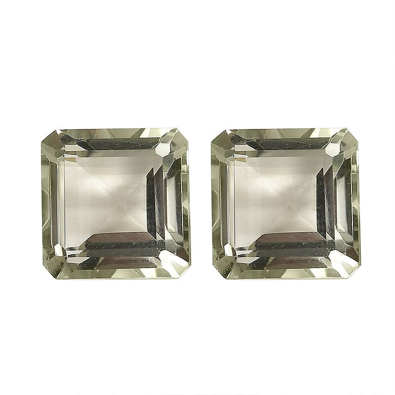 Montezuma Prasiolite Set of 2 (Sqr 9 mm) 6.51 ctw Loose Gemstone