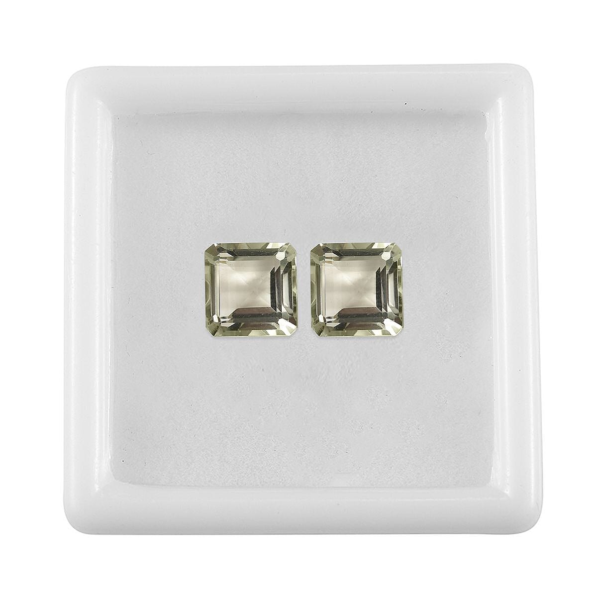 Montezuma Prasiolite Set of 2 (Sqr 9 mm) 6.51 ctw Loose Gemstone