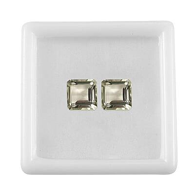 Montezuma Prasiolite Set of 2 (Sqr 9 mm) 6.51 ctw Loose Gemstone