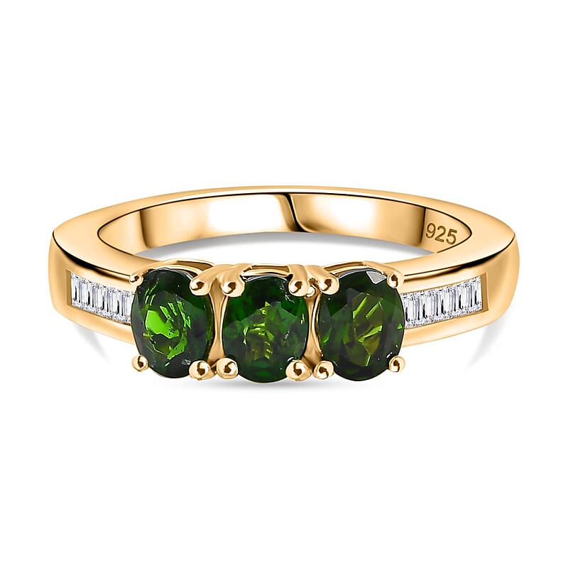 Chrome Diopside and Moissanite 1.43 ctw Ring in Vermeil Yellow Gold Over Sterling Silver (Size 6.5)
