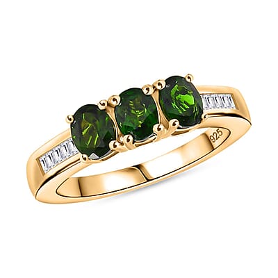 Chrome Diopside and Moissanite 1.43 ctw Ring in Vermeil Yellow Gold Over Sterling Silver (Size 6.5)