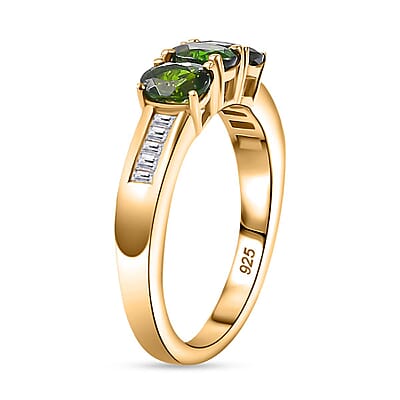 Chrome Diopside and Moissanite 1.43 ctw Ring in Vermeil Yellow Gold Over Sterling Silver (Size 6.5)