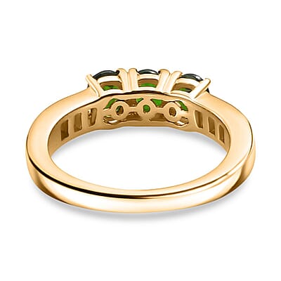 Chrome Diopside and Moissanite 1.43 ctw Ring in Vermeil Yellow Gold Over Sterling Silver (Size 6.5)