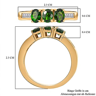 Chrome Diopside and Moissanite 1.43 ctw Ring in Vermeil Yellow Gold Over Sterling Silver (Size 6.5)