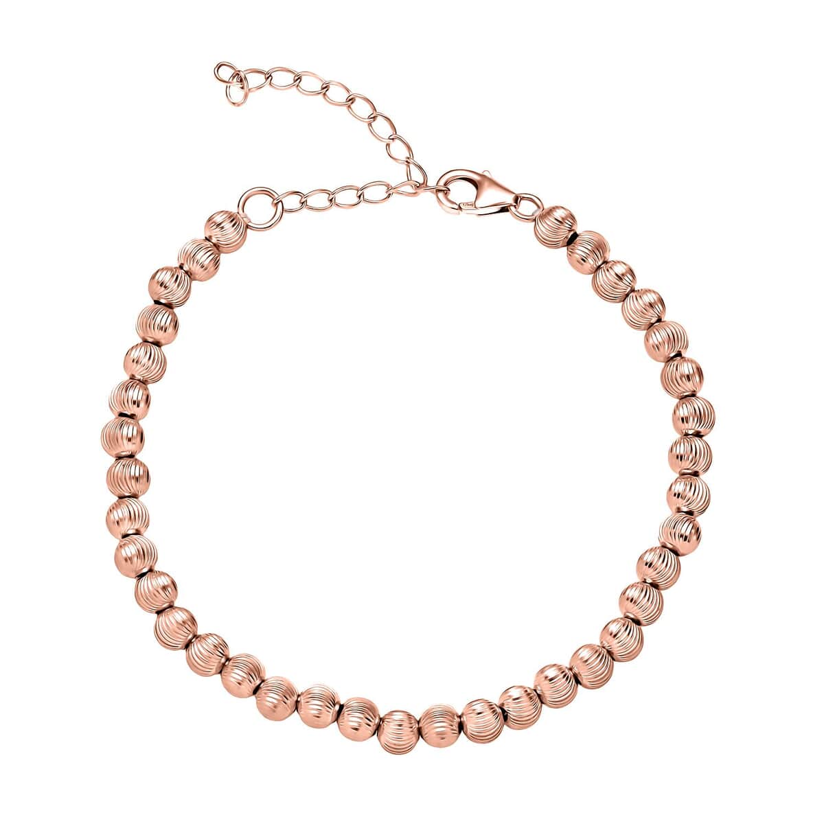 Texture Beaded Bracelet in 18K Vermeil Rose Gold Over Sterling Silver (6.50-8.50In) 10 Grams image number 0