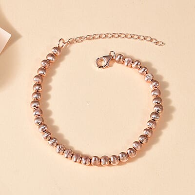 Texture Beaded Bracelet in 18K Vermeil Rose Gold Over Sterling Silver (6.50-8.50In) 10 Grams