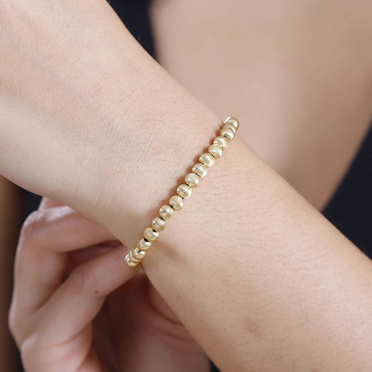 Texture Beaded Bracelet in 18K Vermeil YG Over Sterling Silver (6.50-8.50In) 10 Grams image number 2