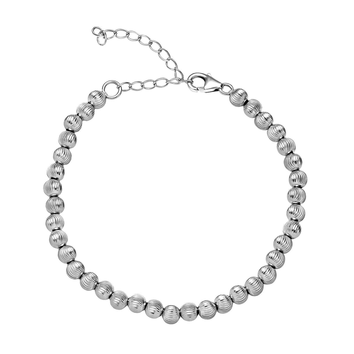 Texture Beaded Bracelet in Sterling Silver (6.50-8.50In) 10 Grams image number 0