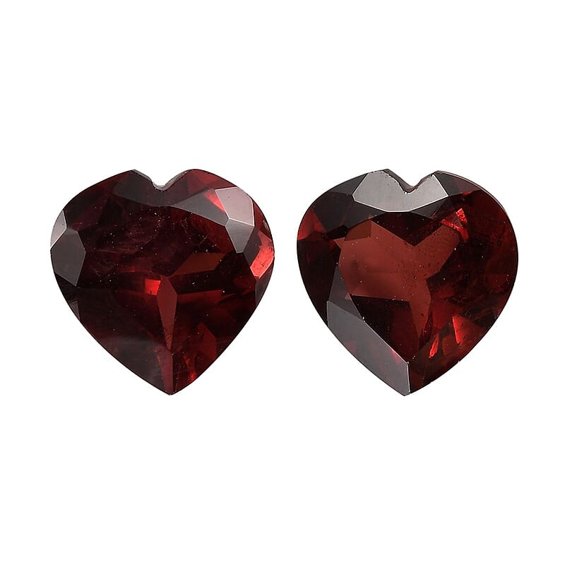 AA Mozambique Garnet Set of 2 (Hrt 9 mm) 4.74 ctw Loose Gemstone