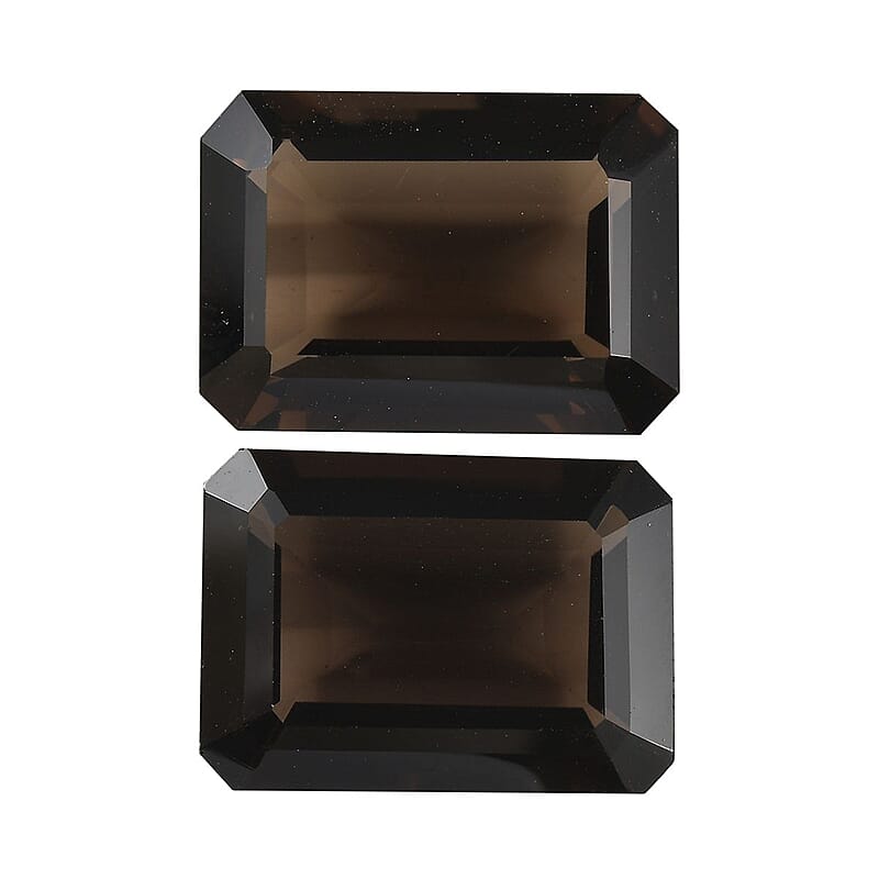 AA Brazilian Smoky Quartz Set of 2 (Oct 18x13 mm) 25.30 ctw Loose Gemstone