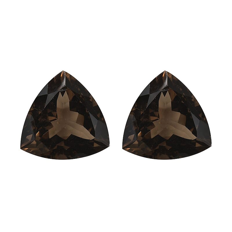 Brazilian Smoky Quartz Set of 2 (Trl 16 mm) 24.75 ctw Loose Gemstone