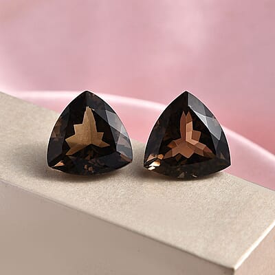 Brazilian Smoky Quartz Set of 2 (Trl 16 mm) 24.75 ctw Loose Gemstone