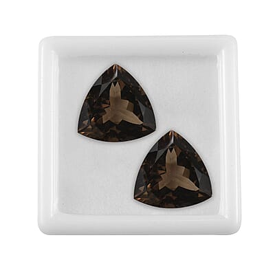 Brazilian Smoky Quartz Set of 2 (Trl 16 mm) 24.75 ctw Loose Gemstone
