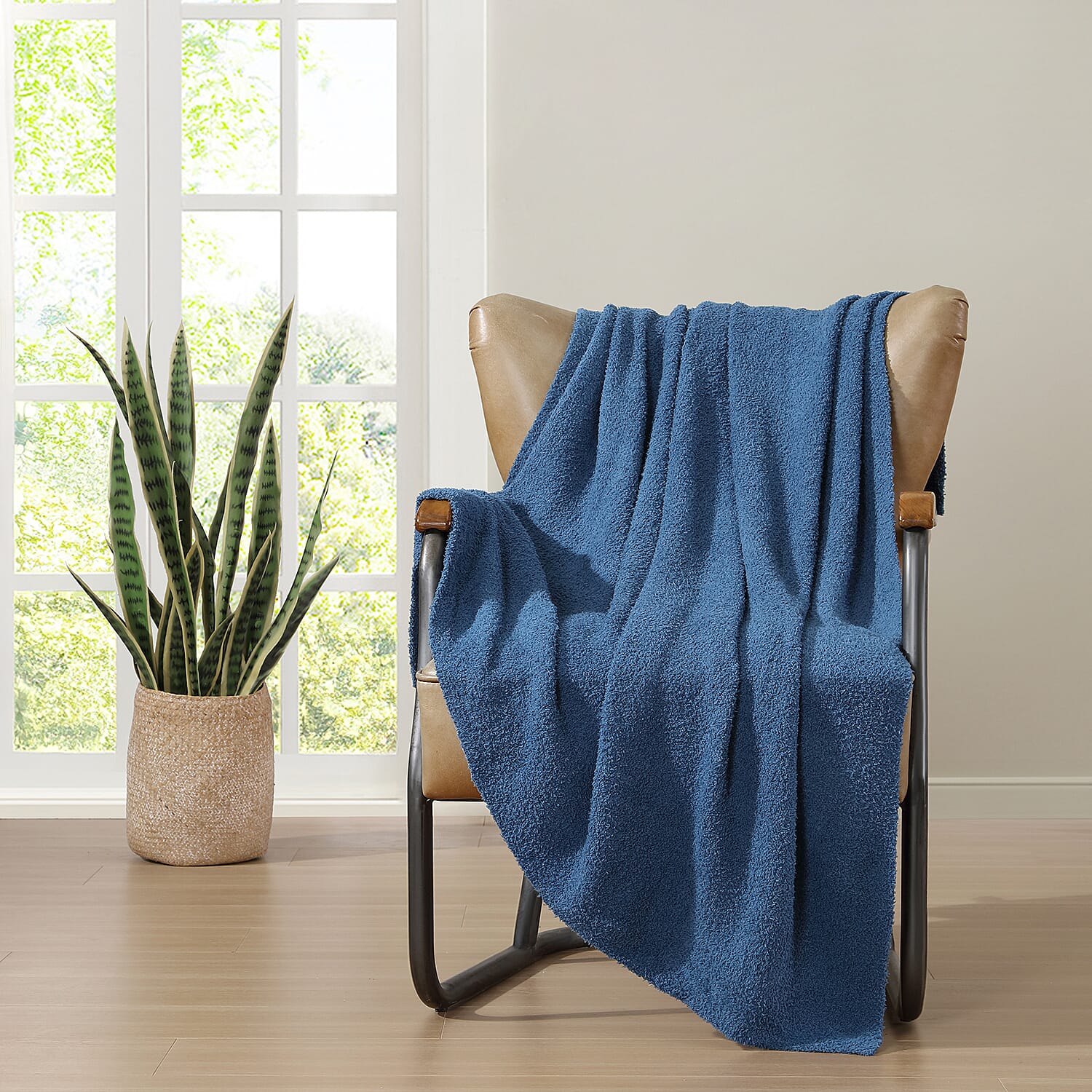 The Nesting Company Zoe Curley Fleece Throw - Navy