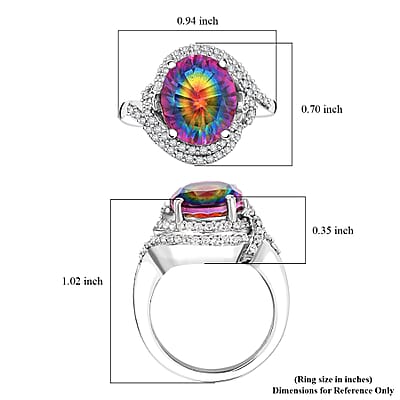 Nebula Quartz Doublet and White Zircon 5.70 ctw Ring in Rhodium Over Sterling Silver (Size 10.0)