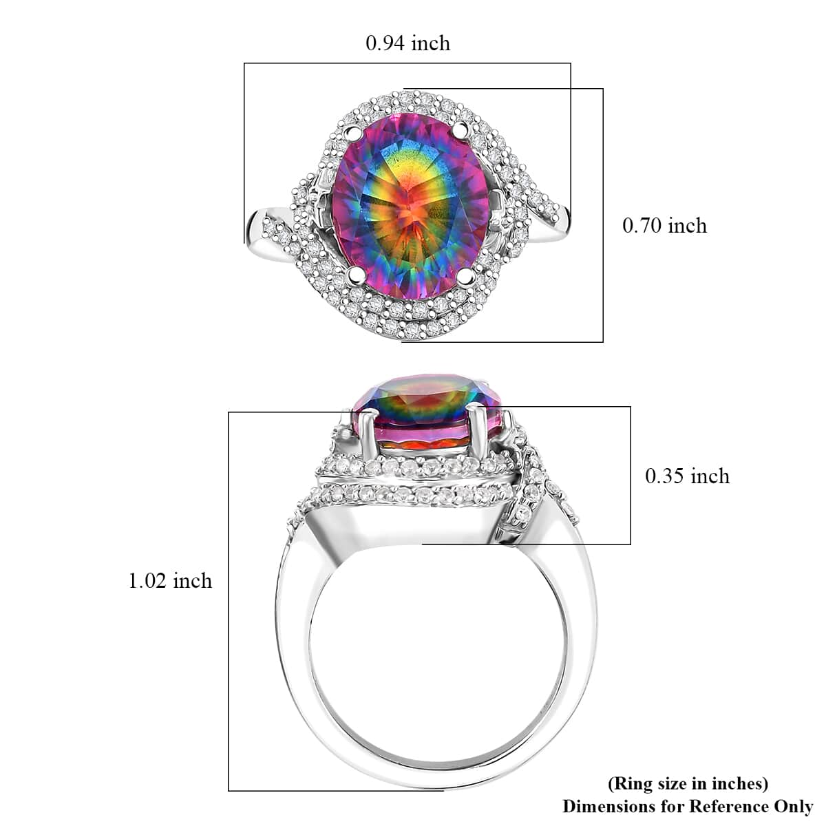 Nebula Quartz Doublet and White Zircon 5.70 ctw Ring in Rhodium Over Sterling Silver (Size 7.0) image number 5