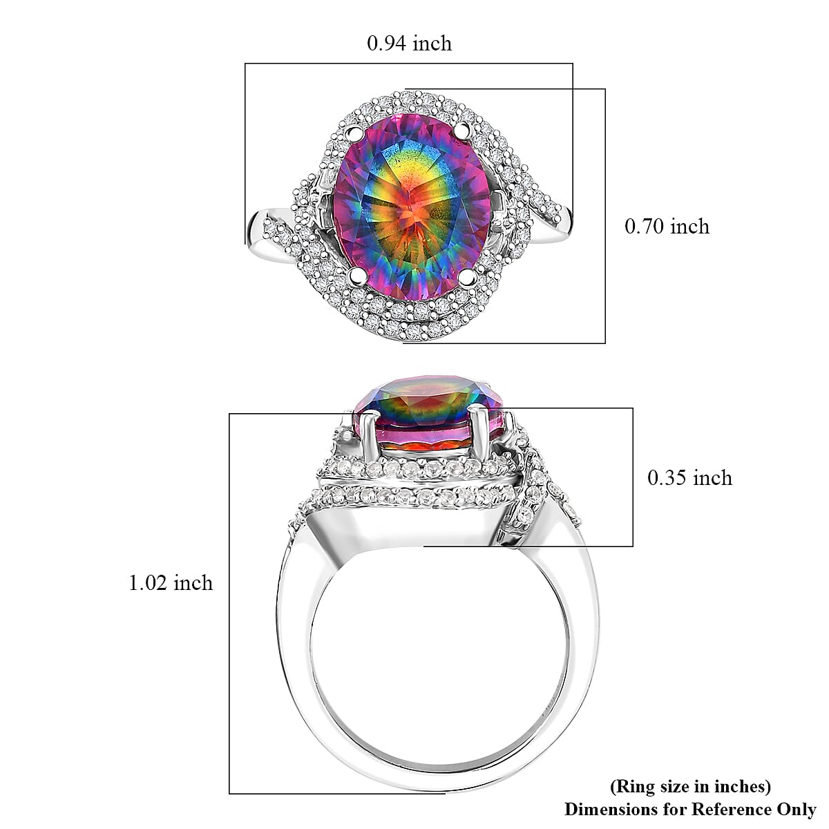 Nebula Quartz Doublet and White Zircon 5.70 ctw Ring in Rhodium Over Sterling Silver (Size 8.0) image number 5