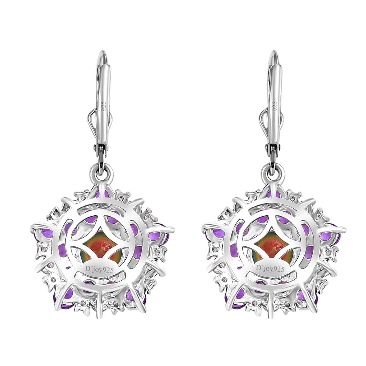 Nebula Quartz Doublet and Multi Gemstone 4.65 ctw Star Earrings in Rhodium Over Sterling Silver image number 3