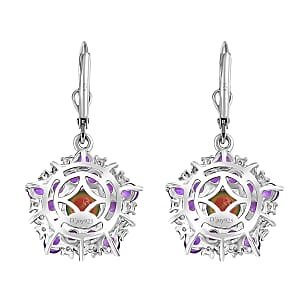 D'Joy Nebula Quartz Doublet and Multi Gemstone 4.65 ctw Star Earrings in Rhodium Over Sterling Silver