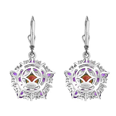 D'Joy Nebula Quartz Doublet and Multi Gemstone 4.65 ctw Star Earrings in Rhodium Over Sterling Silver