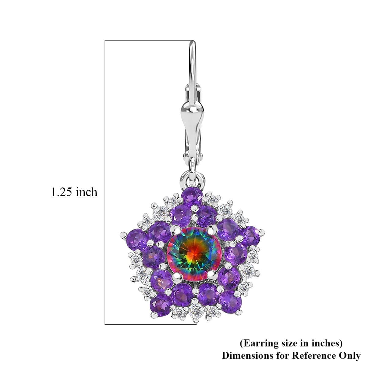 Nebula Quartz Doublet and Multi Gemstone 4.65 ctw Star Earrings in Rhodium Over Sterling Silver image number 4