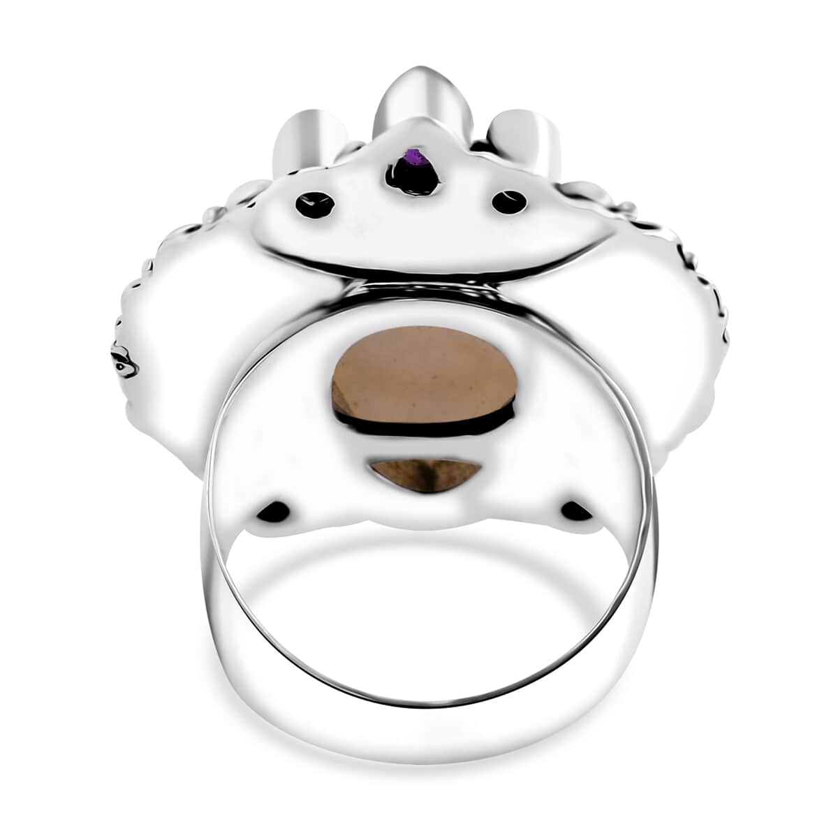 Sajen Silver Carved Bone and Multi Gemstone 1.65 ctw Ring in Sterling Silver (Size 9.0) image number 4