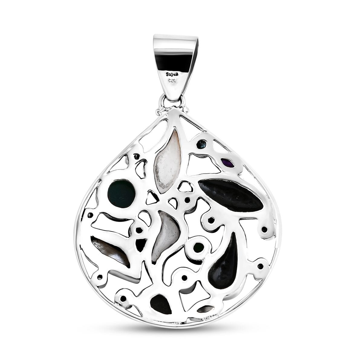 Sajen Silver Abalone Shell and Multi Gemstone 9.50 ctw Pendant without Chain in Sterling Silver image number 4
