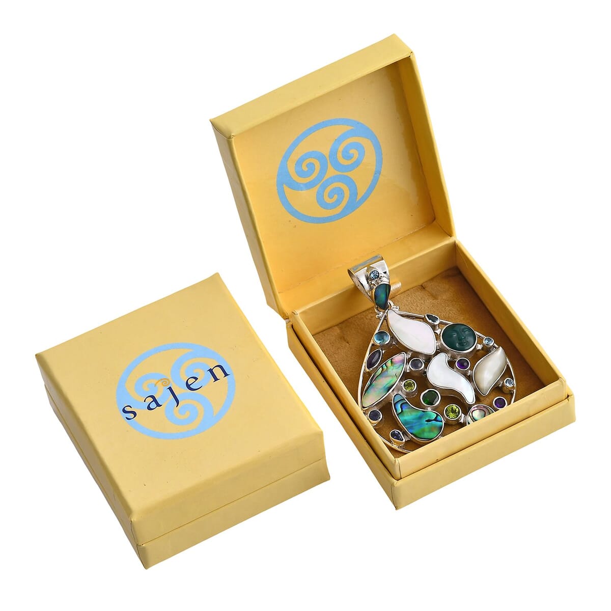 Sajen Silver Abalone Shell and Multi Gemstone 9.50 ctw Pendant without Chain in Sterling Silver image number 6