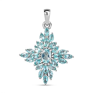 Lagoon Apatite 2.40 ctw Pendant in Rhodium Over Sterling Silver
