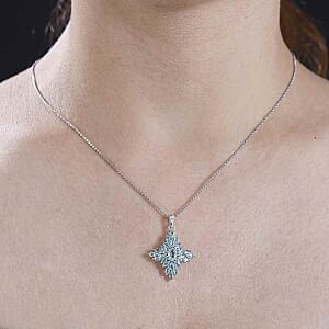 Lagoon Apatite 2.40 ctw Pendant in Rhodium Over Sterling Silver