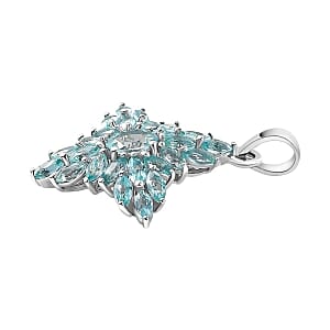 Lagoon Apatite 2.40 ctw Pendant in Rhodium Over Sterling Silver