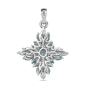 Lagoon Apatite 2.40 ctw Pendant in Rhodium Over Sterling Silver