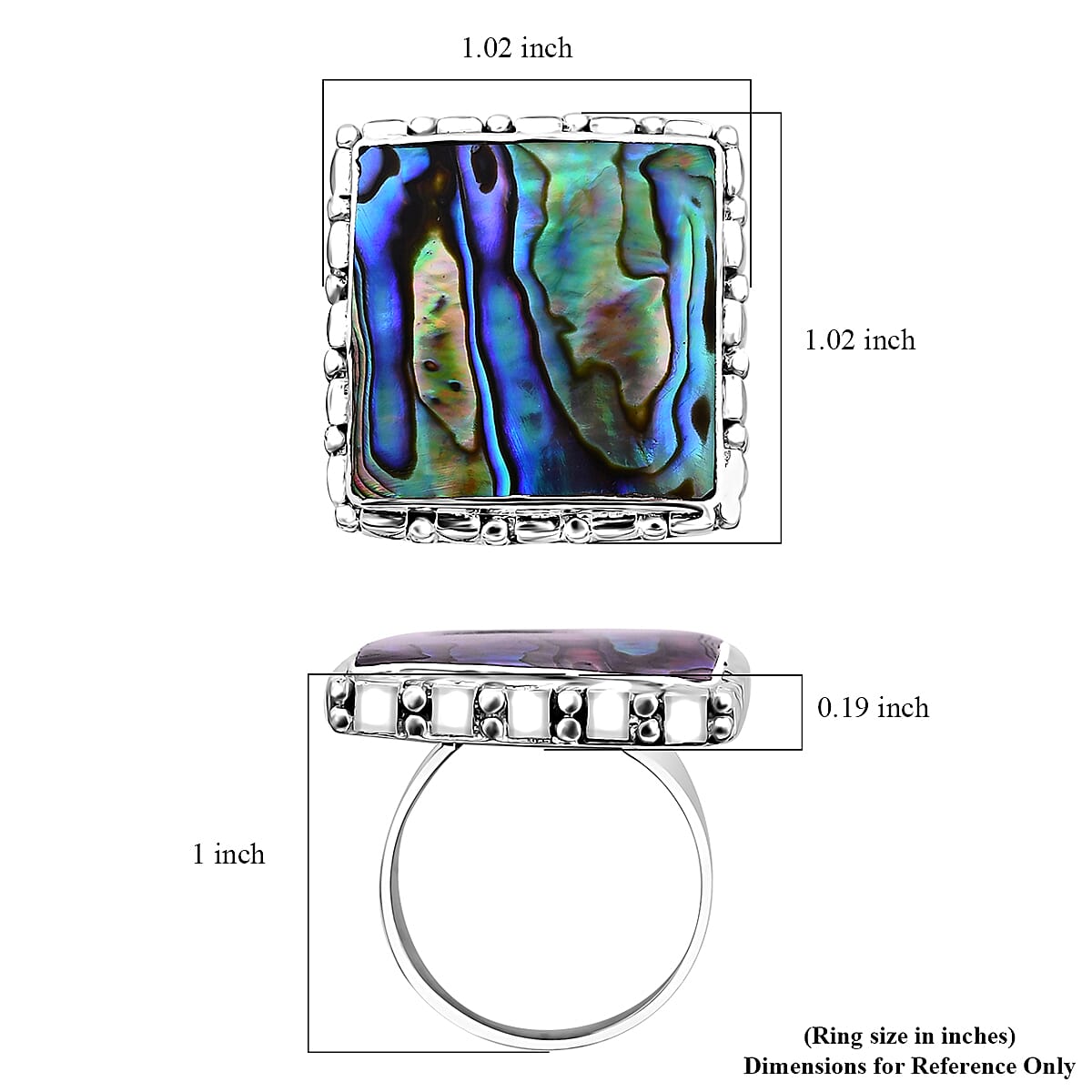 Sajen Silver Abalone Shell Ring in Sterling Silver (Size 10.0)