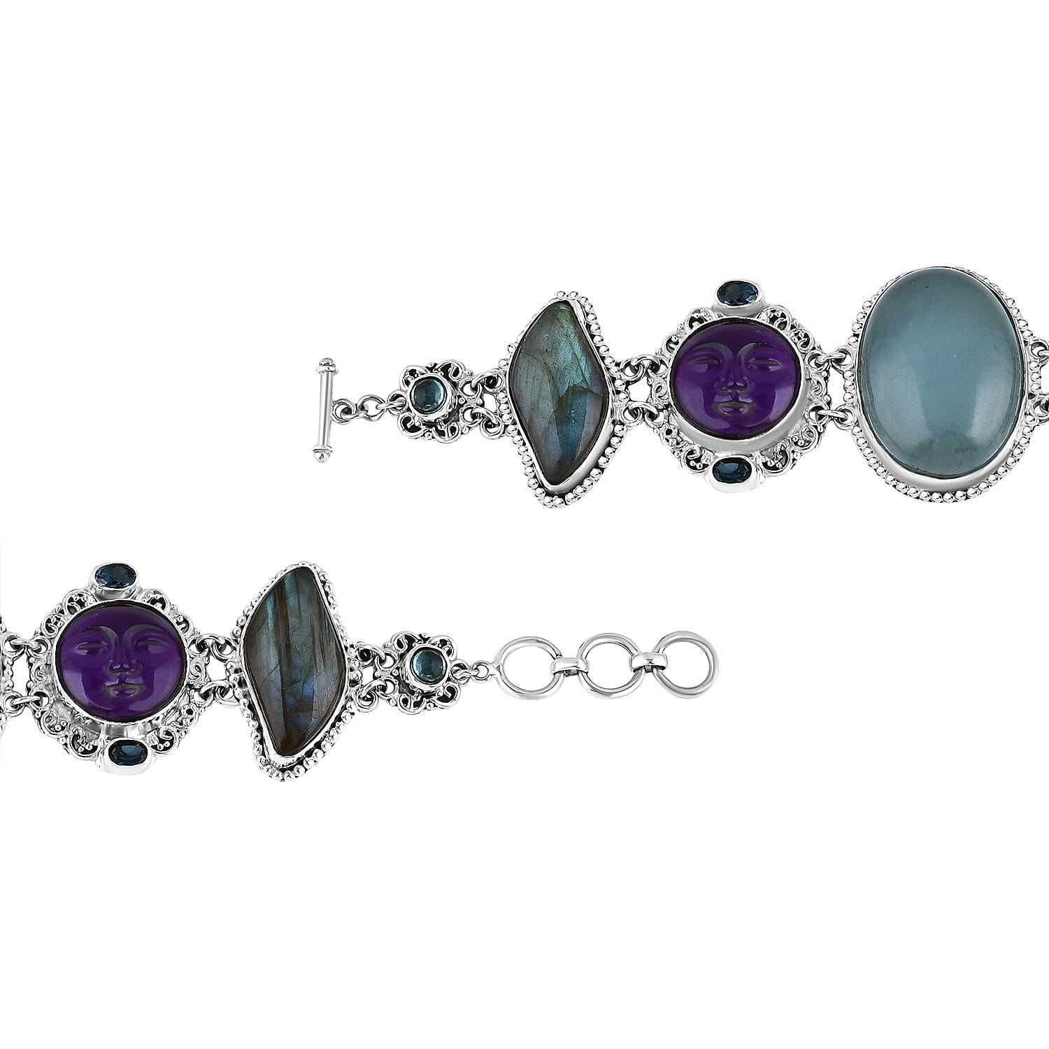 Buy Sajen Silver Blue Calcite and Multi Gemstone 94.75 ctw