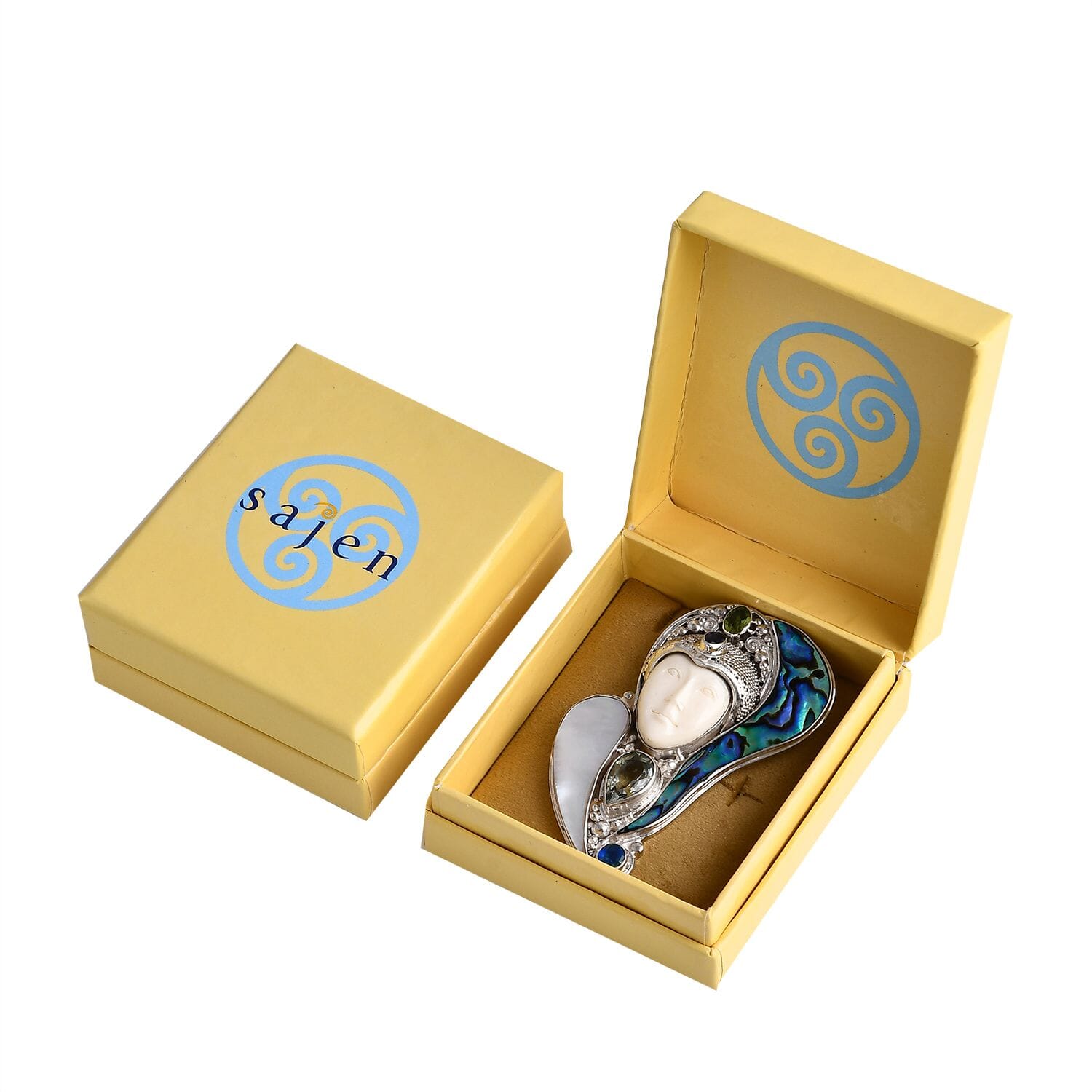 Buy Sajen Silver Carved Bone and Multi Gemstone 5.35 ctw