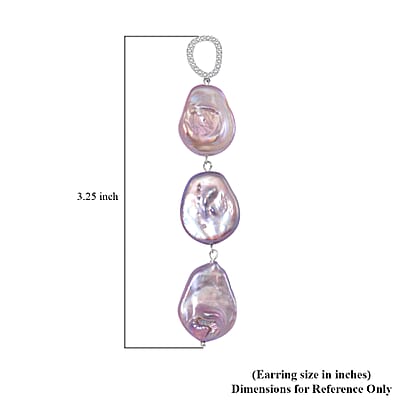 Multi Keshi Pearl and White Zircon 1.00 ctw Earrings in Rhodium Over Sterling Silver