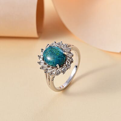 Table Mountain Shadowkite and White Topaz 4.90 ctw Succulent Spiral Ring in Rhodium Over Sterling Silver (Size 10.0)