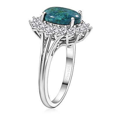 Table Mountain Shadowkite and White Topaz 4.90 ctw Succulent Spiral Ring in Rhodium Over Sterling Silver (Size 10.0)