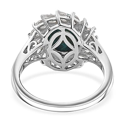 Table Mountain Shadowkite and White Topaz 4.90 ctw Succulent Spiral Ring in Rhodium Over Sterling Silver (Size 10.0)