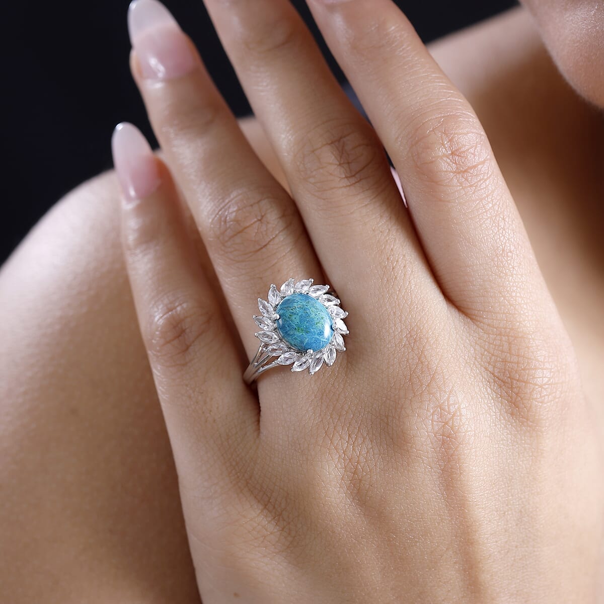 Table Mountain Shadowkite and White Topaz 4.90 ctw Succulent Spiral Ring in Rhodium Over Sterling Silver (Size 9.0) image number 2