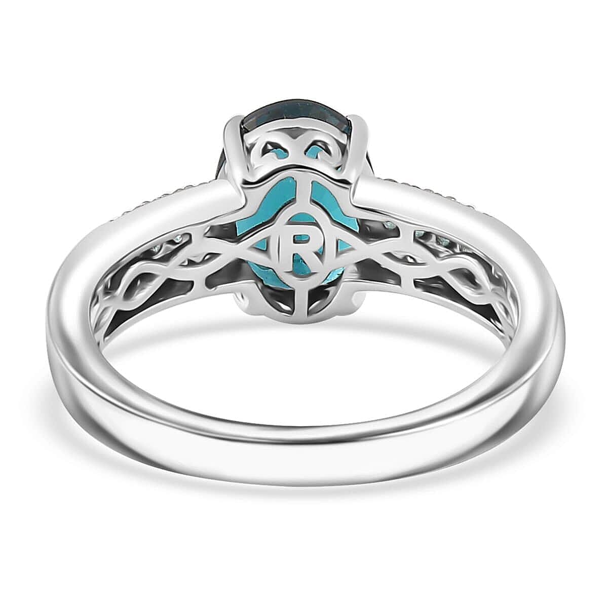 Rhapsody 950 Platinum AAA Monte Belo Indicolite, Paraiba Tourmaline, Diamond (E-F, VS2) Bridge Ring (Size 10.0) (6.86 g) 2.75 ctw image number 4