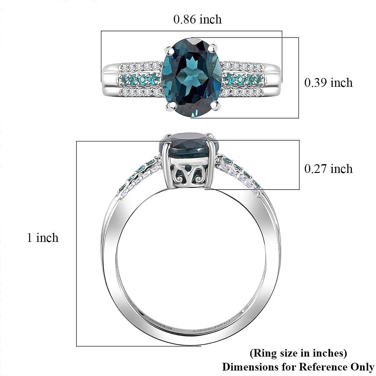 Rhapsody 950 Platinum AAA Monte Belo Indicolite, Paraiba Tourmaline, Diamond (E-F, VS2) Bridge Ring (Size 10.0) (6.86 g) 2.75 ctw image number 5