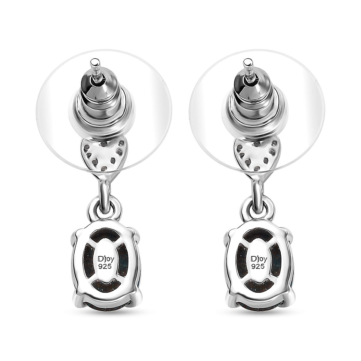 D'Joy Premium Table Mountain Shadowkite and White Zircon 3.50 ctw Dangle Earrings in Rhodium Over Sterling Silver